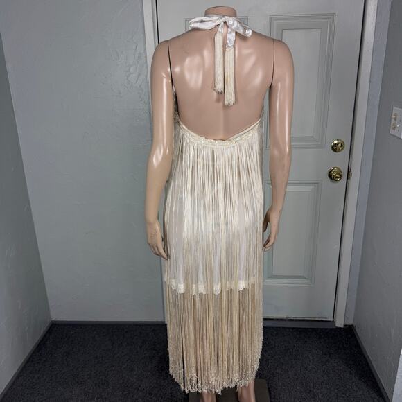 Vintage 70s 80s Women's Dress Flapper Fringe Sequin Party Evening H3-10 - Picture 6 of 8